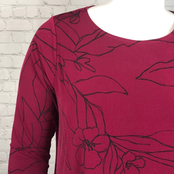 Alfani Cranberry & Black Floral 3/4 Sleeve Top 1X - Picture 4 of 4